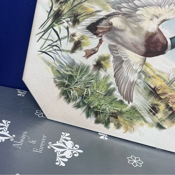 Ceramic Mallard Duck Male in Flight 8x8 Edge Cut Tile Made in USA - Picture 4 of 7